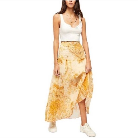 Free People Yellow Floral Maxi Skirt - Picture 3 of 14